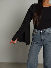 Body manica campana spacco Nero Haveone BMA-R018;Body manica campana spacco Nero Haveone BMA-R018 — foto 2;Body manica campana spacco Nero Haveone BMA-R018 — foto 3