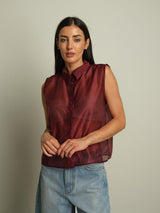Camicia smanicata colletto - Bordeaux