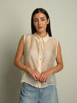 Camicia smanicata colletto - Burro