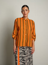 Camicia rigata abbinata a zebra color - Arancio