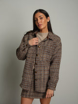 Giacca camicia tweed - Azzurro