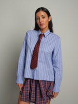 Camicia gessata cravatta - Blu