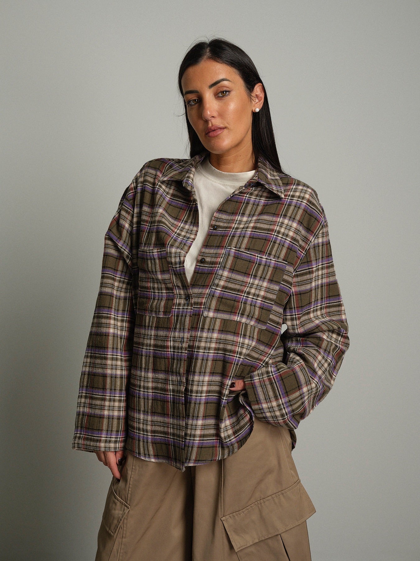 Camicia tasche check Verde-militare Haveone CSB-R090;Camicia tasche check Verde-militare Haveone CSB-R090 — foto 2;Camicia tasche check Verde-militare Haveone CSB-R090 — foto 3