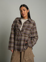 Camicia tasche check - Verde militare