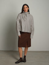 Camicia collo alto riga - moro