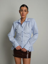 Camicia slim arricciata - Azzurro