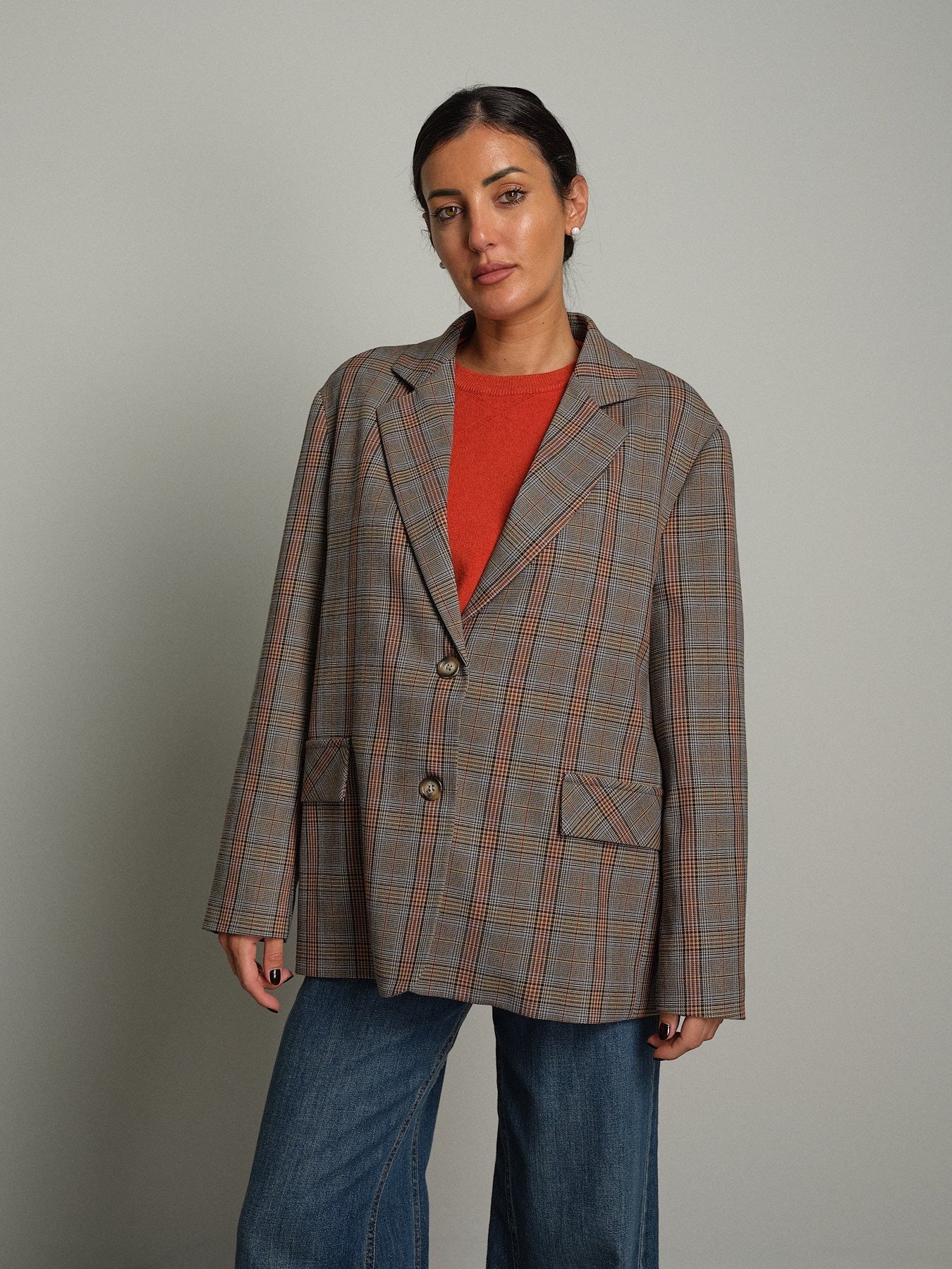 Giacca over check Arancio Haveone GIA-R086;Giacca over check Arancio Haveone GIA-R086 — foto 2;Giacca over check Arancio Haveone GIA-R086 — foto 3;Giacca over check Arancio Haveone GIA-R086 — foto 4;Giacca over check Arancio Haveone GIA-R086 — foto 5