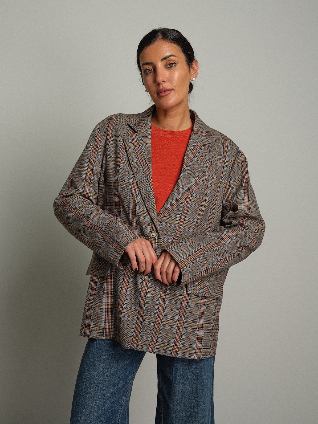 Giacca over check Arancio Haveone GIA-R086;Giacca over check Arancio Haveone GIA-R086 — foto 2;Giacca over check Arancio Haveone GIA-R086 — foto 3;Giacca over check Arancio Haveone GIA-R086 — foto 4;Giacca over check Arancio Haveone GIA-R086 — foto 5