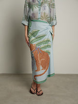 Gonna lunga tigre giappo - Azzurro