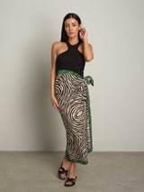 Gonna zebra lunga dettagli verdi - Nero