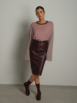 Gonna zip midi ecopelle - Bordeaux