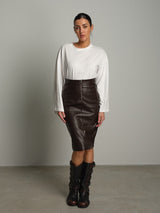 Gonna zip midi ecopelle - moro