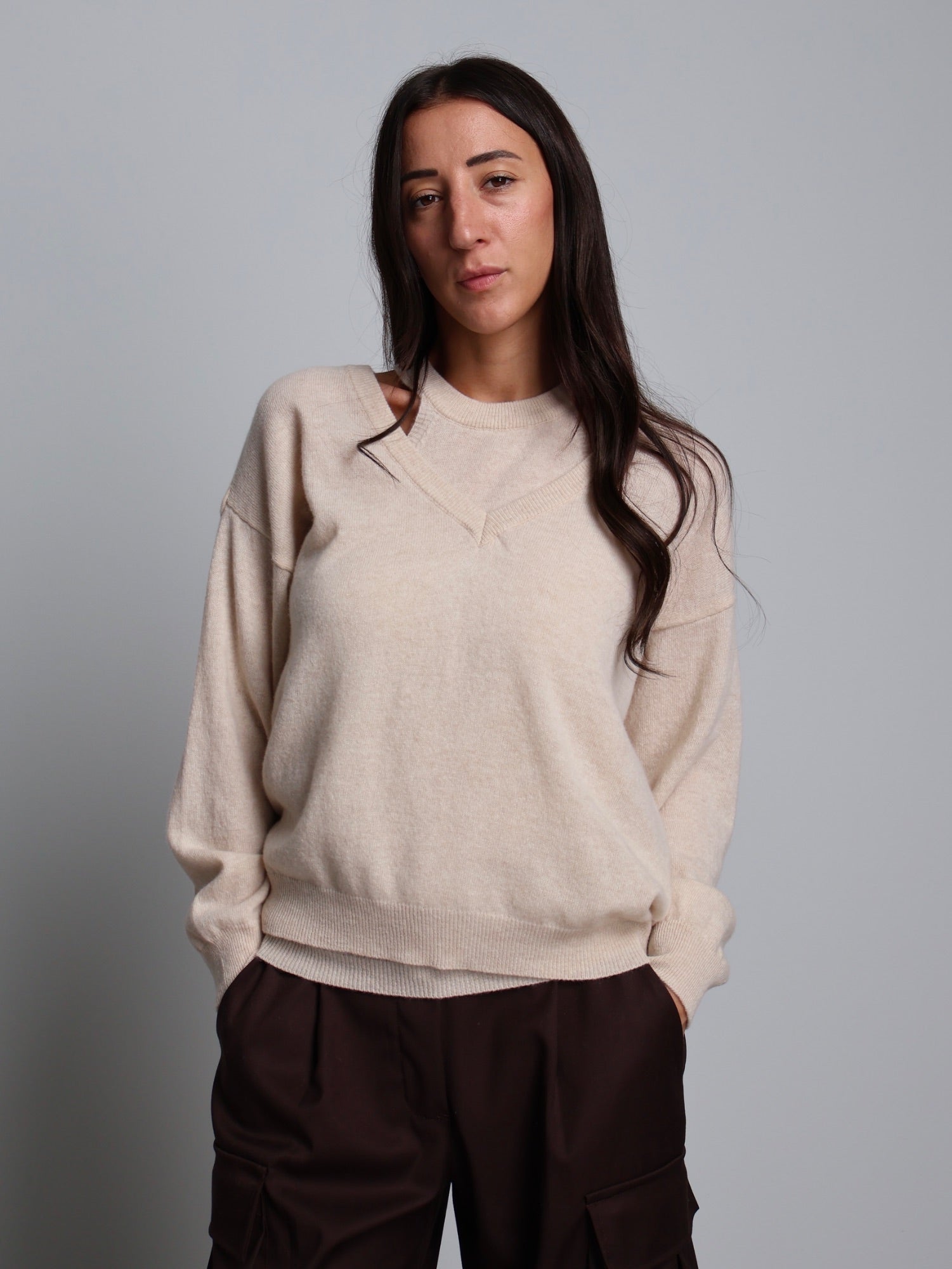 Set top + pullover Beige Haveone HNC-R014;Set top + pullover Beige Haveone HNC-R014 — foto 2;Set top + pullover Beige Haveone HNC-R014 — foto 3;Set top + pullover Beige Haveone HNC-R014 — foto 4;Set top + pullover Beige Haveone HNC-R014 — foto 5