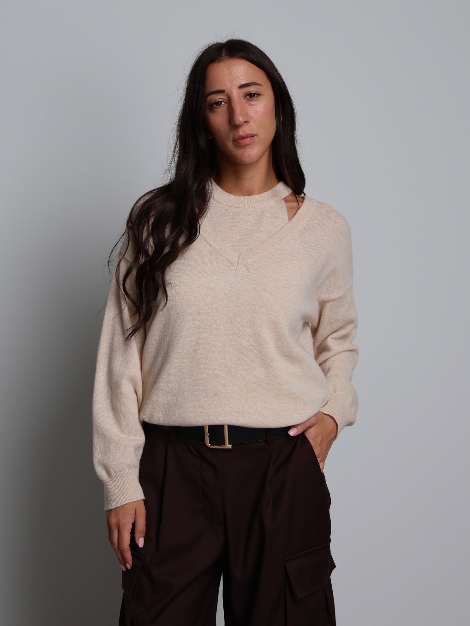 Set top + pullover Beige Haveone HNC-R014;Set top + pullover Beige Haveone HNC-R014 — foto 2;Set top + pullover Beige Haveone HNC-R014 — foto 3;Set top + pullover Beige Haveone HNC-R014 — foto 4;Set top + pullover Beige Haveone HNC-R014 — foto 5