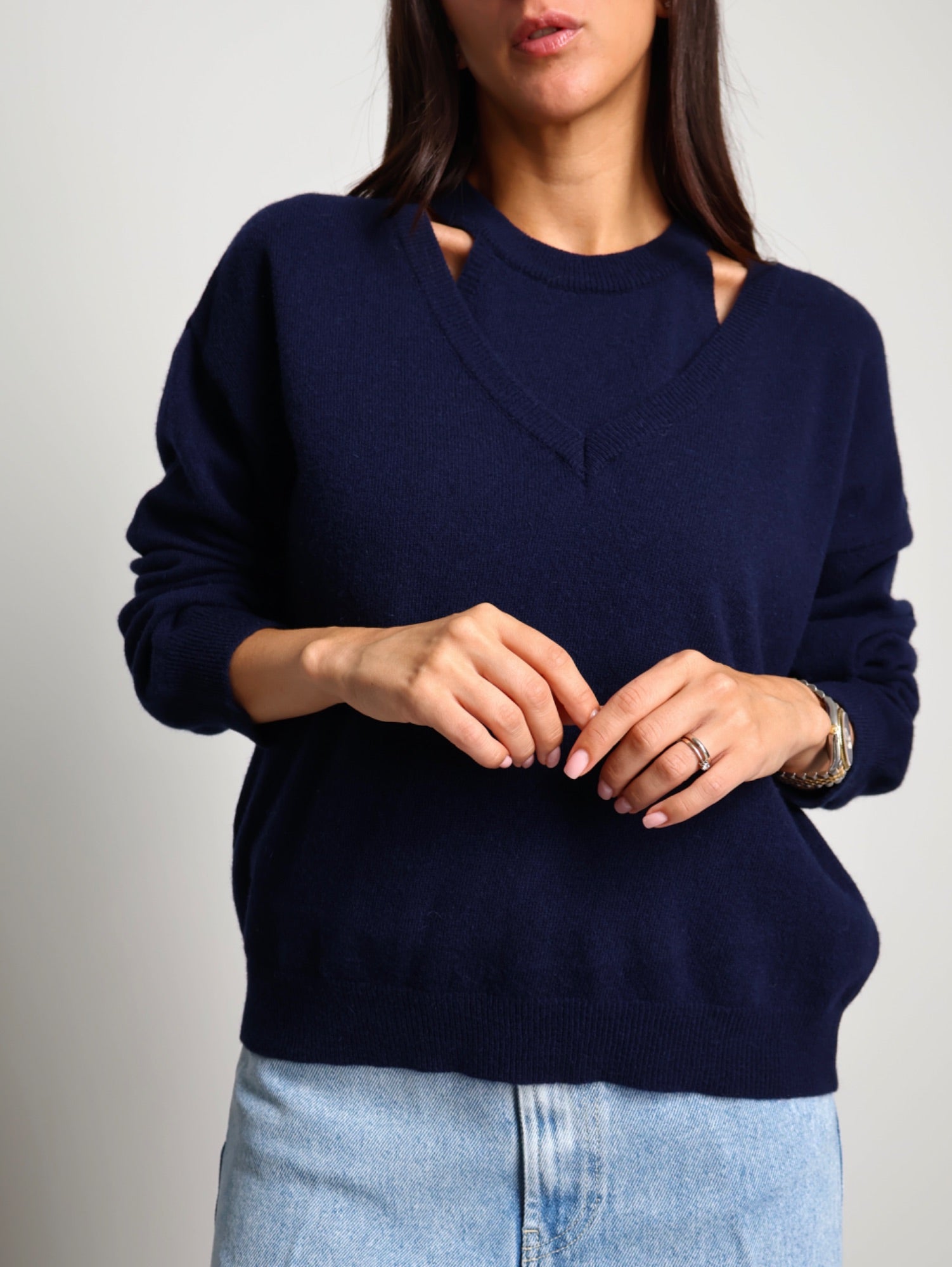 Set top + pullover Blu-notte Haveone HNC-R014;Set top + pullover Blu-notte Haveone HNC-R014 — foto 2;Set top + pullover Blu-notte Haveone HNC-R014 — foto 3;Set top + pullover Blu-notte Haveone HNC-R014 — foto 4