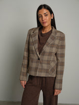 Giacca crop quadro - moro