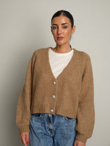 cardigan bottoni gioiello - Beige