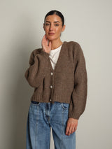 cardigan bottoni gioiello - Tortora