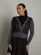 Cardigan ricamo pizzo Antracite Haveone JPH-R108;Cardigan ricamo pizzo Antracite Haveone JPH-R108 — foto 2;Cardigan ricamo pizzo Antracite Haveone JPH-R108 — foto 3;Cardigan ricamo pizzo Antracite Haveone JPH-R108 — foto 4