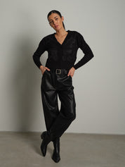 Cardigan ricamo pizzo Nero Haveone JPH-R108;Cardigan ricamo pizzo Nero Haveone JPH-R108 — foto 2;Cardigan ricamo pizzo Nero Haveone JPH-R108 — foto 3