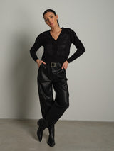Cardigan ricamo pizzo - Nero