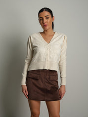 Cardigan ricamo pizzo Panna Haveone JPH-R108;Cardigan ricamo pizzo Panna Haveone JPH-R108 — foto 2;Cardigan ricamo pizzo Panna Haveone JPH-R108 — foto 3