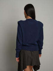 Pullover girocollo spalline Blu-notte Haveone MAZ-R214;Pullover girocollo spalline Blu-notte Haveone MAZ-R214 — foto 2;Pullover girocollo spalline Blu-notte Haveone MAZ-R214 — foto 3;Pullover girocollo spalline Blu-notte Haveone MAZ-R214 — foto 4