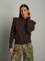 Pullover girocollo spalline - moro
