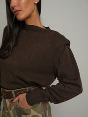 Pullover girocollo spalline Moro Haveone MAZ-R214;Pullover girocollo spalline Moro Haveone MAZ-R214 — foto 2;Pullover girocollo spalline Moro Haveone MAZ-R214 — foto 3