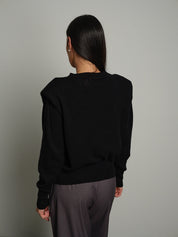 Pullover girocollo spalline Nero Haveone MAZ-R214;Pullover girocollo spalline Nero Haveone MAZ-R214 — foto 2;Pullover girocollo spalline Nero Haveone MAZ-R214 — foto 3