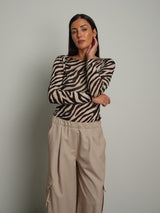 Cashmerina girocollo zebra - Nero