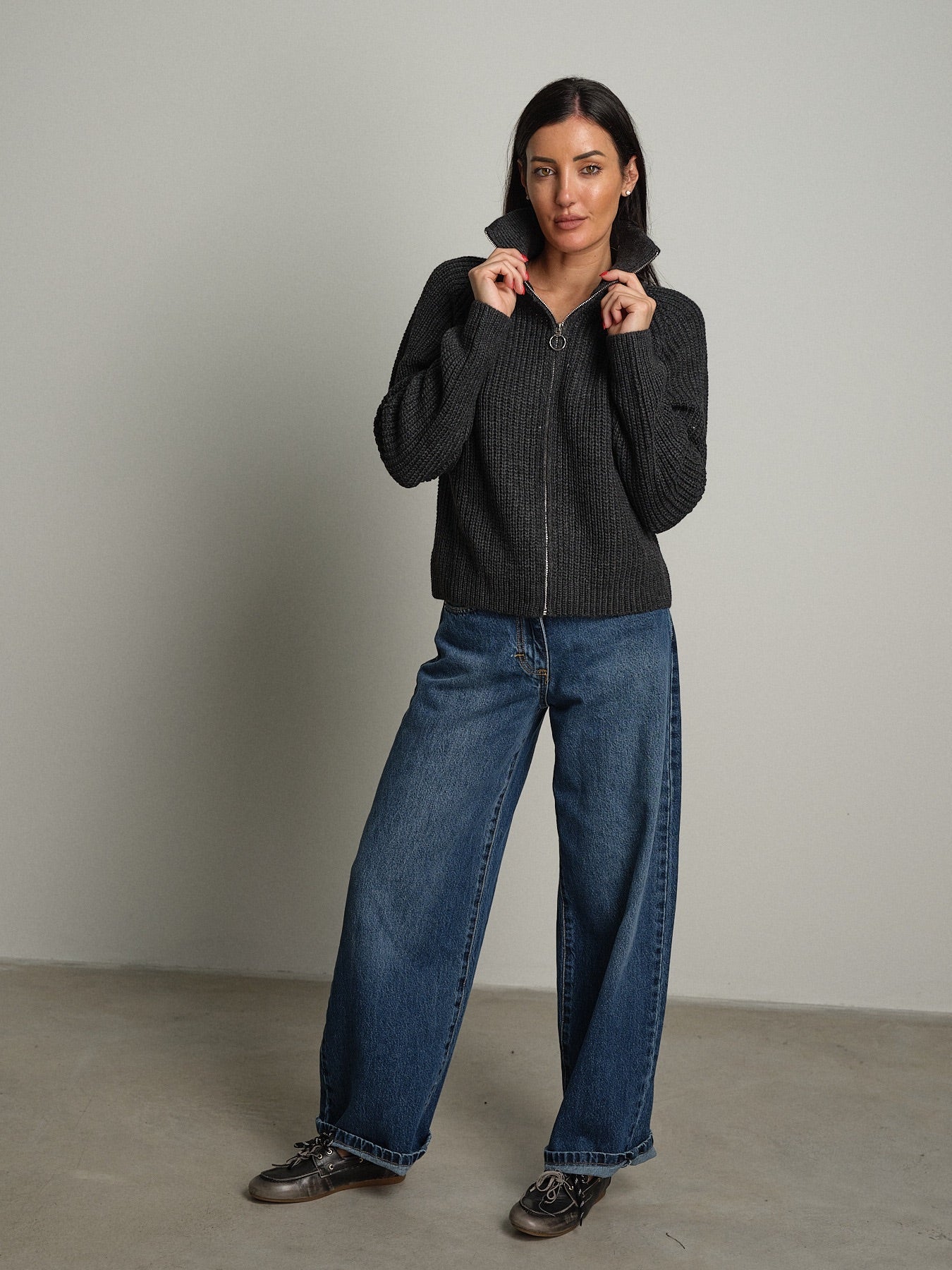 Cardigan zip Antracite Haveone MHO-R055;Cardigan zip Antracite Haveone MHO-R055 — foto 2;Cardigan zip Antracite Haveone MHO-R055 — foto 3;Cardigan zip Antracite Haveone MHO-R055 — foto 4