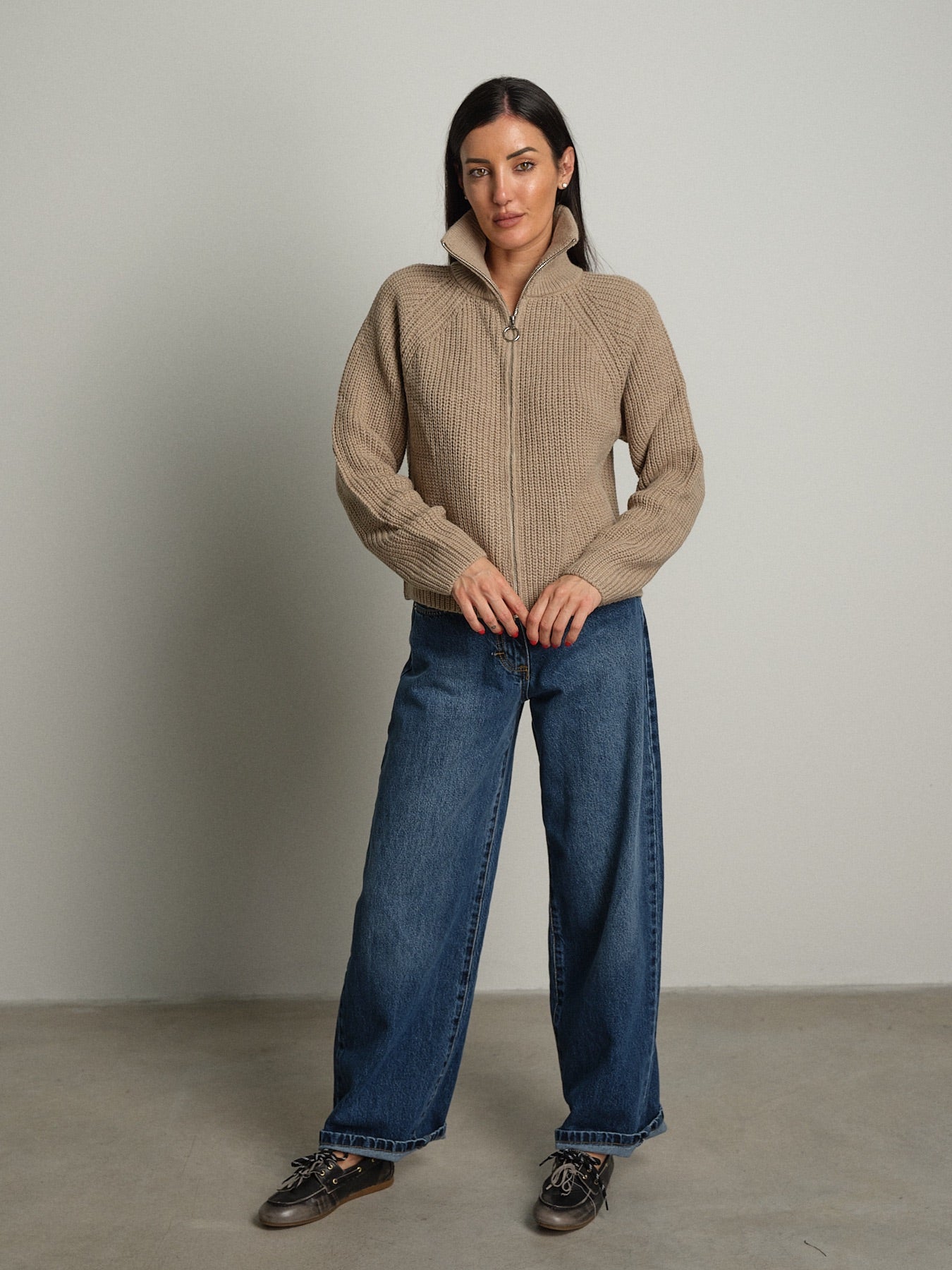 Cardigan zip Beige Haveone MHO-R055;Cardigan zip Beige Haveone MHO-R055 — foto 2;Cardigan zip Beige Haveone MHO-R055 — foto 3;Cardigan zip Beige Haveone MHO-R055 — foto 4