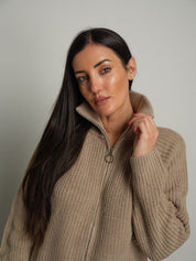 Cardigan zip Beige Haveone MHO-R055;Cardigan zip Beige Haveone MHO-R055 — foto 2;Cardigan zip Beige Haveone MHO-R055 — foto 3;Cardigan zip Beige Haveone MHO-R055 — foto 4