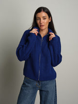 Cardigan zip - Blu
