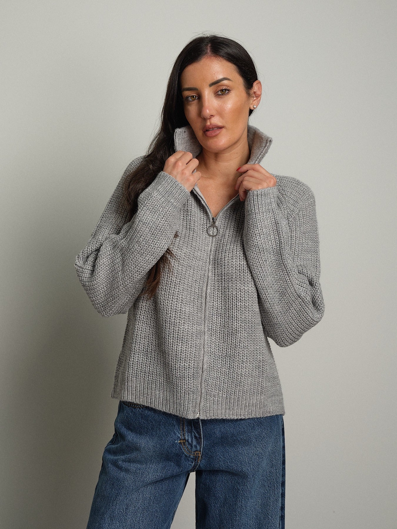 Cardigan zip Grigio-perla Haveone MHO-R055;Cardigan zip Grigio-perla Haveone MHO-R055 — foto 2;Cardigan zip Grigio-perla Haveone MHO-R055 — foto 3;Cardigan zip Grigio-perla Haveone MHO-R055 — foto 4