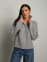 Cardigan zip - Grigio perla