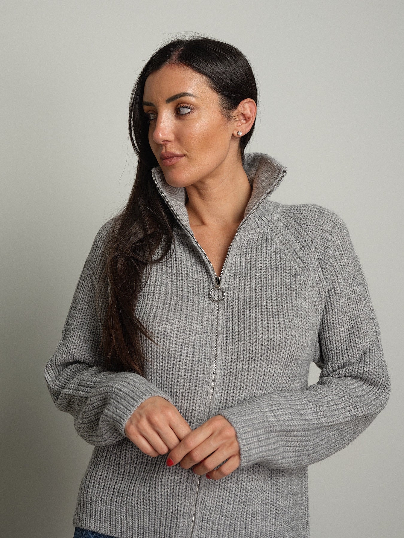 Cardigan zip Grigio-perla Haveone MHO-R055;Cardigan zip Grigio-perla Haveone MHO-R055 — foto 2;Cardigan zip Grigio-perla Haveone MHO-R055 — foto 3;Cardigan zip Grigio-perla Haveone MHO-R055 — foto 4