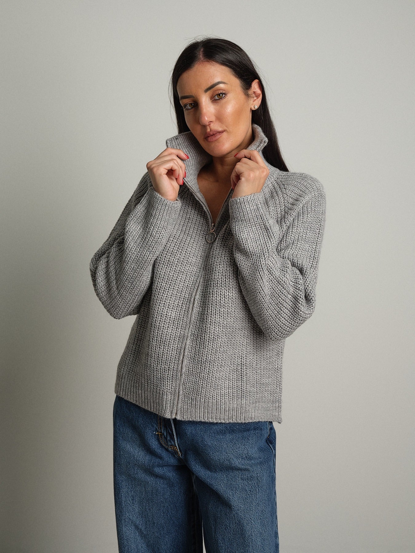 Cardigan zip Grigio-perla Haveone MHO-R055;Cardigan zip Grigio-perla Haveone MHO-R055 — foto 2;Cardigan zip Grigio-perla Haveone MHO-R055 — foto 3;Cardigan zip Grigio-perla Haveone MHO-R055 — foto 4