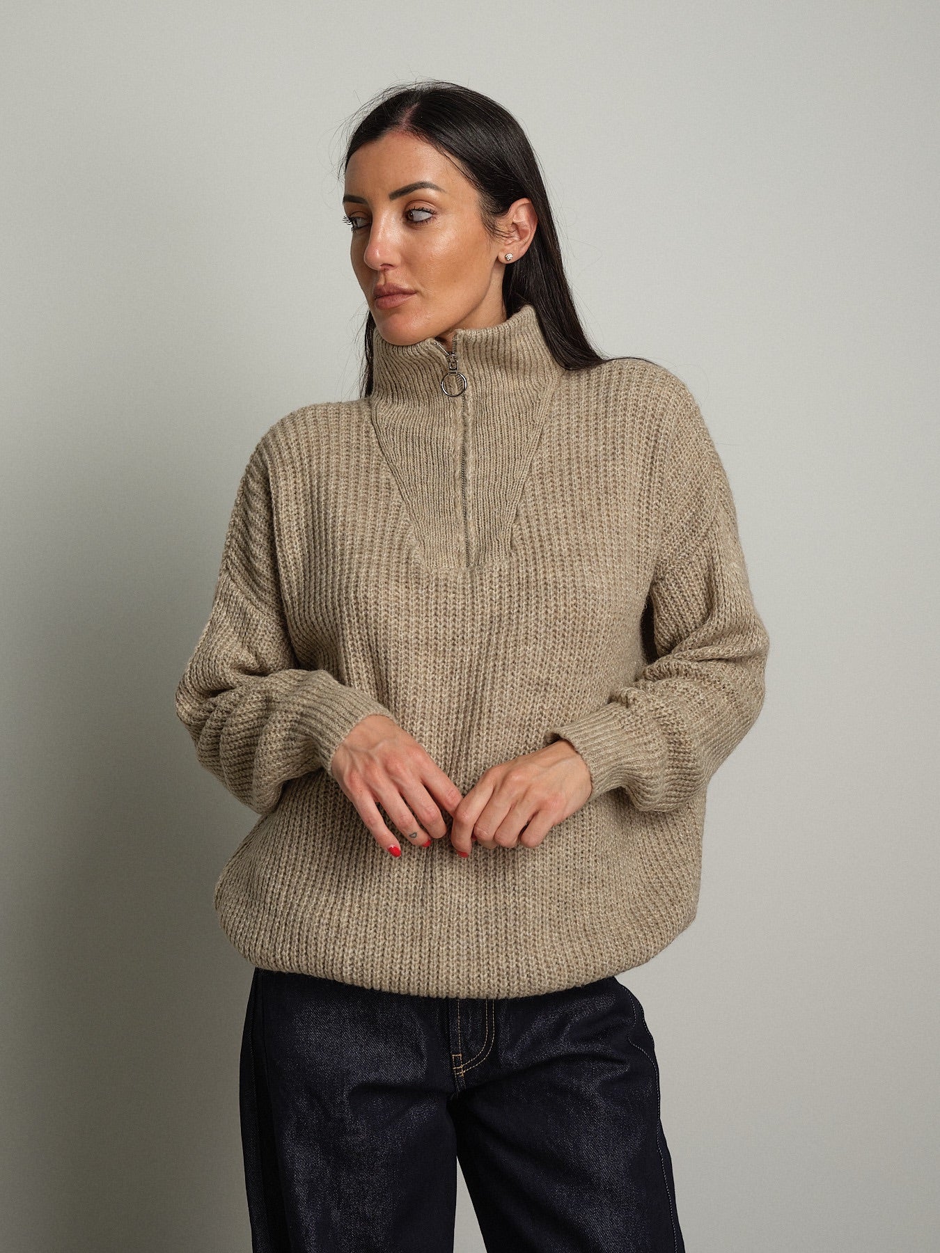 Pull mezza zip Beige Haveone MHO-R057;Pull mezza zip Beige Haveone MHO-R057 — foto 2;Pull mezza zip Beige Haveone MHO-R057 — foto 3;Pull mezza zip Beige Haveone MHO-R057 — foto 4