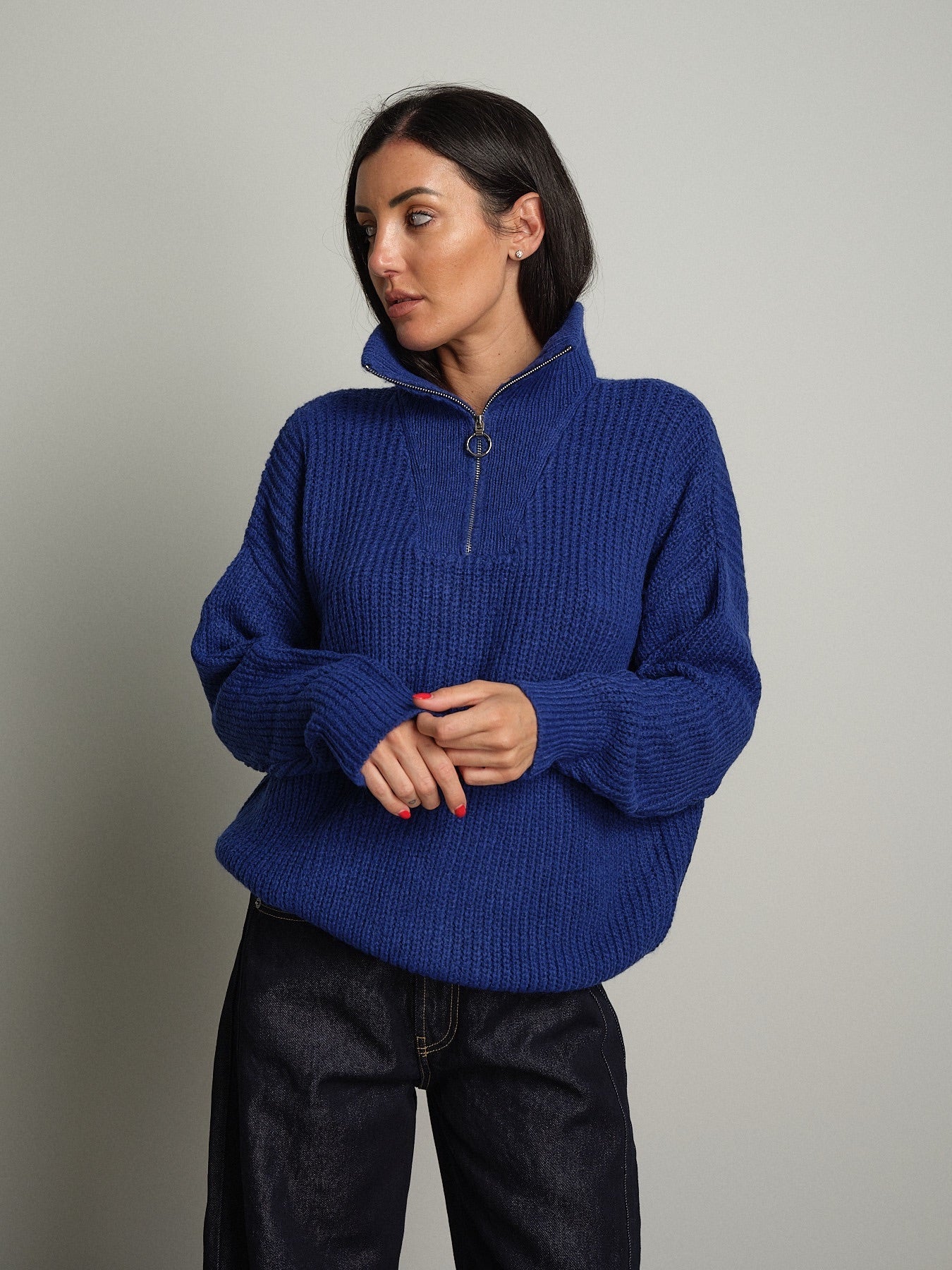 Pull mezza zip Blu Haveone MHO-R057;Pull mezza zip Blu Haveone MHO-R057 — foto 2;Pull mezza zip Blu Haveone MHO-R057 — foto 3