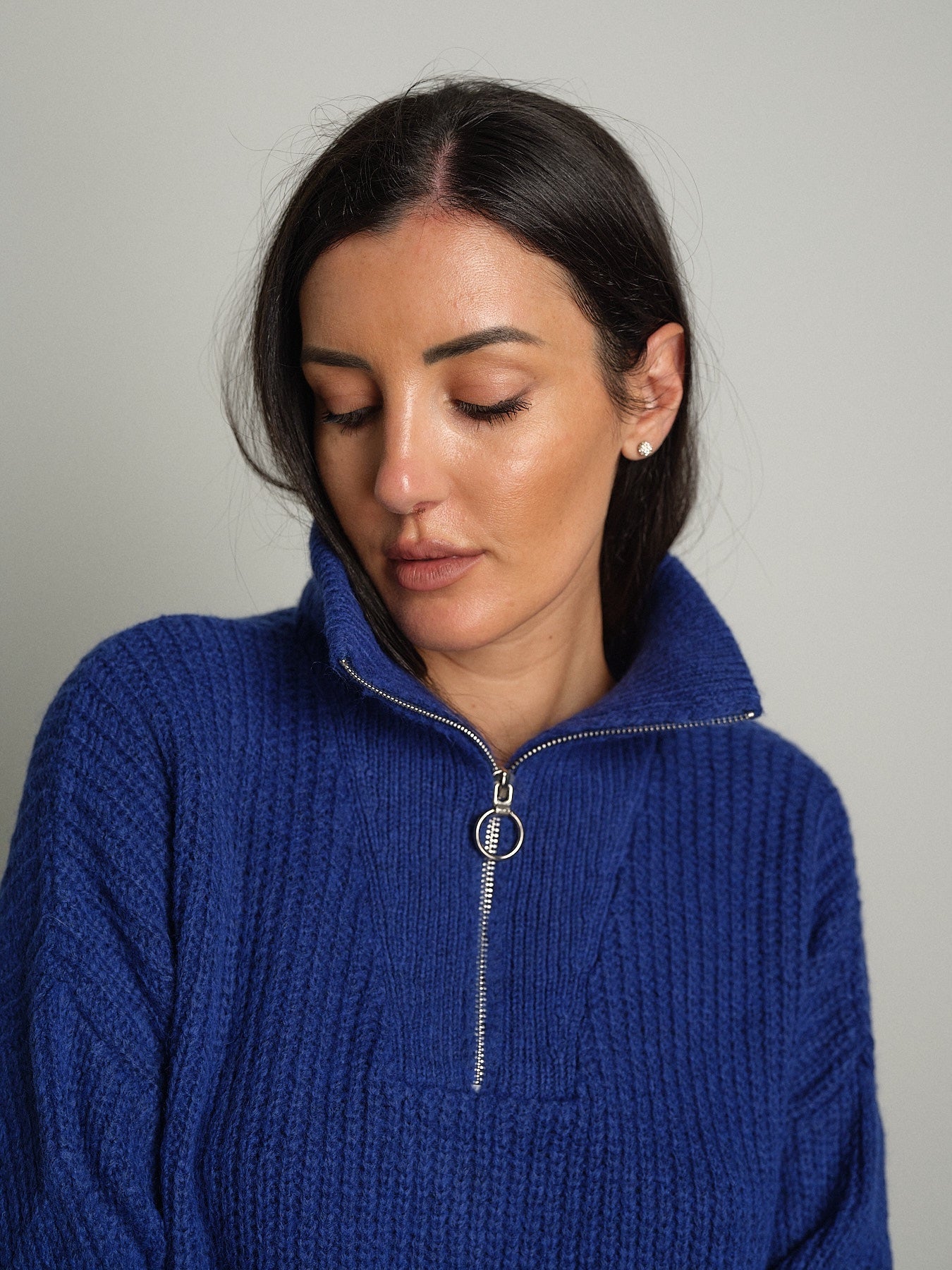 Pull mezza zip Blu Haveone MHO-R057;Pull mezza zip Blu Haveone MHO-R057 — foto 2;Pull mezza zip Blu Haveone MHO-R057 — foto 3