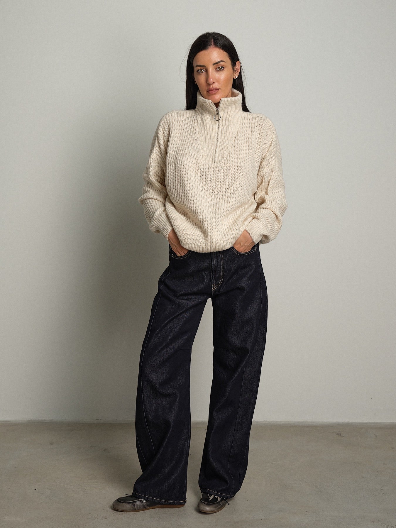 Pull mezza zip Burro Haveone MHO-R057;Pull mezza zip Burro Haveone MHO-R057 — foto 2;Pull mezza zip Burro Haveone MHO-R057 — foto 3;Pull mezza zip Burro Haveone MHO-R057 — foto 4