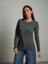 Maglia slim manica lunga paricollo - Antracite