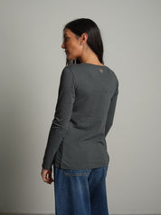 Maglia slim manica lunga paricollo Antracite Haveone MJS-R121;Maglia slim manica lunga paricollo Antracite Haveone MJS-R121 — foto 2