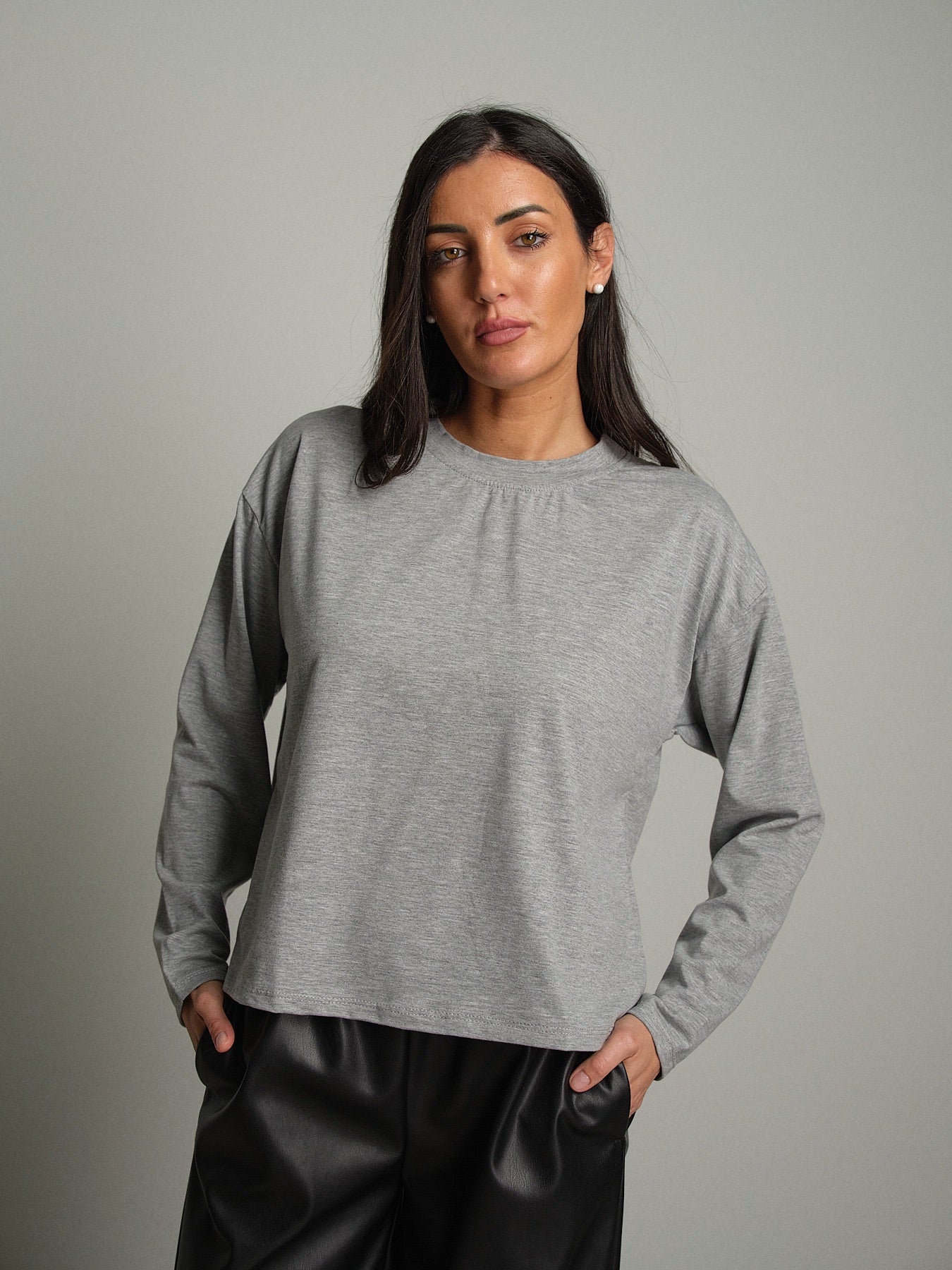 Maglia scatola manica lunga Grigio Haveone MJS-R125;Maglia scatola manica lunga Grigio Haveone MJS-R125 — foto 2;Maglia scatola manica lunga Grigio Haveone MJS-R125 — foto 3