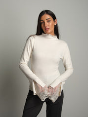 Maglia collo cratere costine pizzo Panna Haveone MMA-R275;Maglia collo cratere costine pizzo Panna Haveone MMA-R275 — foto 2;Maglia collo cratere costine pizzo Panna Haveone MMA-R275 — foto 3;Maglia collo cratere costine pizzo Panna Haveone MMA-R275 — foto 4;Maglia collo cratere costine pizzo Panna Haveone MMA-R275 — foto 5