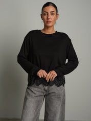 Maglia polsini fondo pizzo Nero Haveone MMA-R276;Maglia polsini fondo pizzo Nero Haveone MMA-R276 — foto 2;Maglia polsini fondo pizzo Nero Haveone MMA-R276 — foto 3;Maglia polsini fondo pizzo Nero Haveone MMA-R276 — foto 4