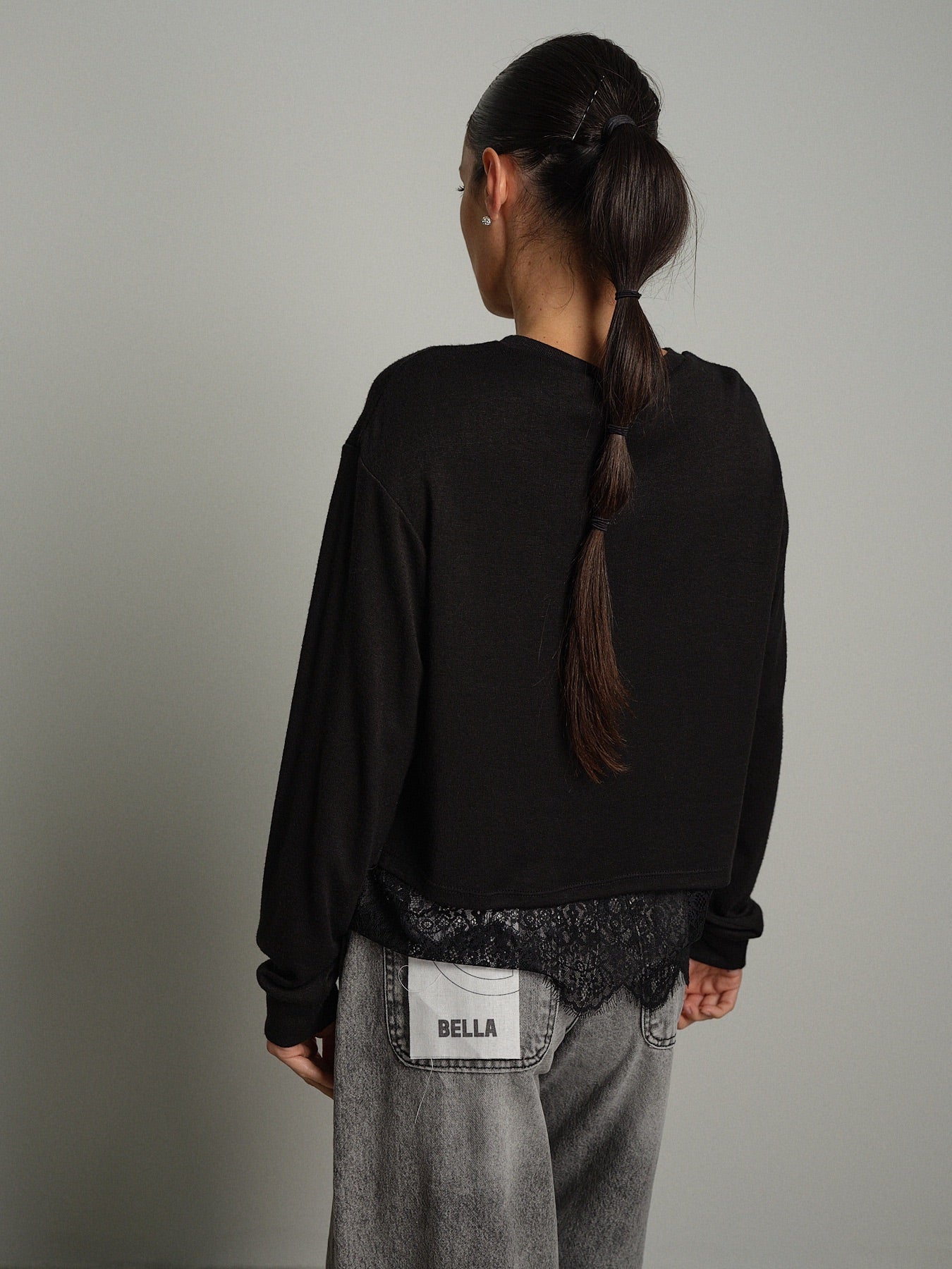 Maglia polsini fondo pizzo Nero Haveone MMA-R276;Maglia polsini fondo pizzo Nero Haveone MMA-R276 — foto 2;Maglia polsini fondo pizzo Nero Haveone MMA-R276 — foto 3;Maglia polsini fondo pizzo Nero Haveone MMA-R276 — foto 4