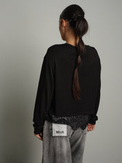 Maglia polsini fondo pizzo Nero Haveone MMA-R276;Maglia polsini fondo pizzo Nero Haveone MMA-R276 — foto 2;Maglia polsini fondo pizzo Nero Haveone MMA-R276 — foto 3;Maglia polsini fondo pizzo Nero Haveone MMA-R276 — foto 4